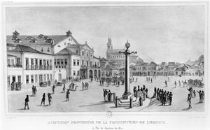 Tijdelijke aanvaarding van de grondwet van Lissabon, Rio de Janeiro, 1821, illustratie uit 